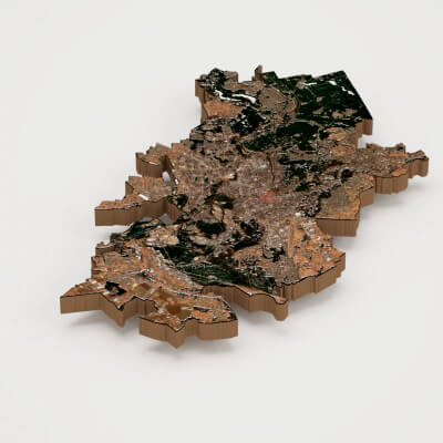 Vilnius Capital of Lithuania Realistic 3D Terrain Map