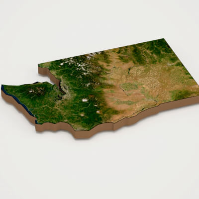 Washington Realistic 3D Terrain Map