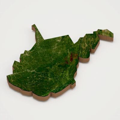 West Virginia Realistic 3D Terrain Map