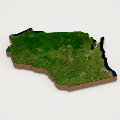 Wisconsin Realistic 3D Terrain Map