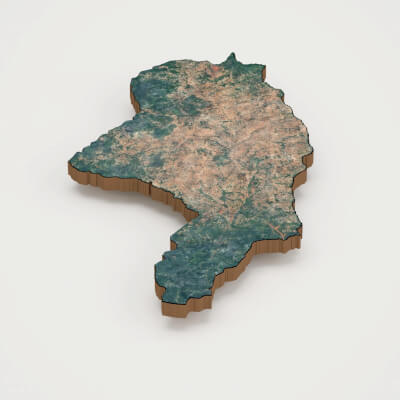 Yaounde Capital of Cameroon Realistic 3D Terrain Map
