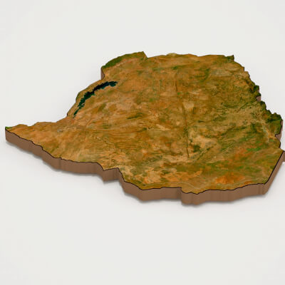 Zimbabwe Realistic 3D Terrain Map