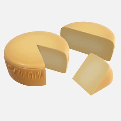 Cheese Wheel with a Piece of Cheese