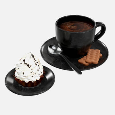 Cupcake with Coffee and Cookies