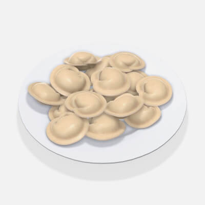 Dumplings on White Plate