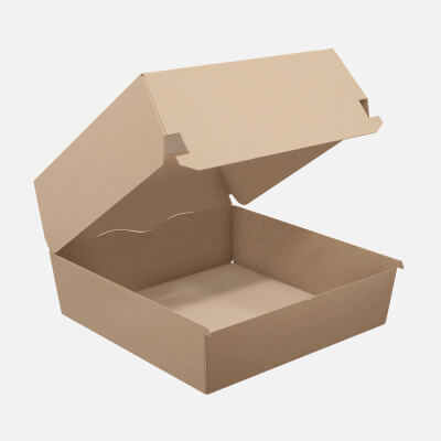 Empty Fast Food Cardboard Corrugated Box Open