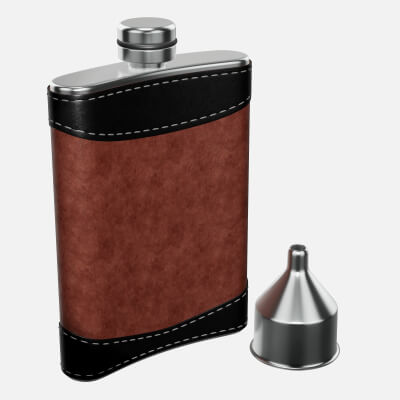 Flask Liquor Stainless Steel Leather Wrap 01