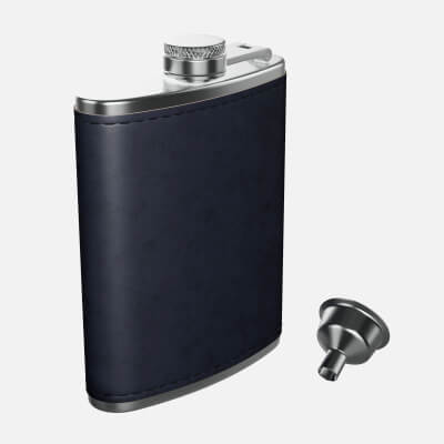 Flask Liquor Stainless Steel Leather Wrap 02