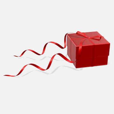 Gift Box with Red Bow Ribbon