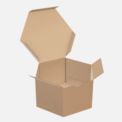 Hexagonal Paper Box Packaging Open 01 Corrugated Cardboard
