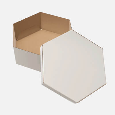 Hexagonal Paper Box Packaging Open 02 Cardboard White