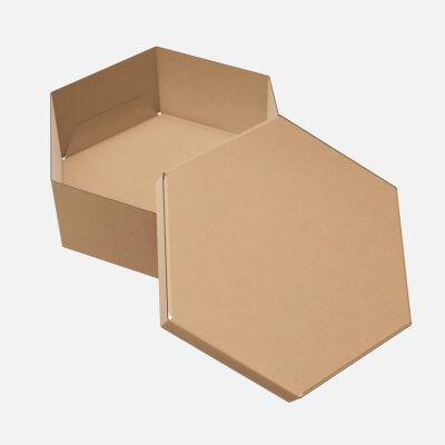 Hexagonal Paper Box Packaging Open 02 Corrugated Cardboard