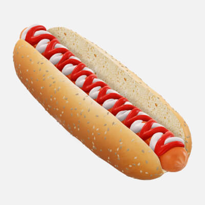 Hot Dog with Ketchup Mayonnaise Seeds
