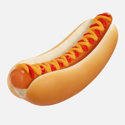 Hot Dog with Ketchup Mustard Stylized