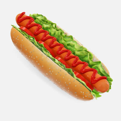 Hot Dog with Ketchup Salad Tomato Seeds
