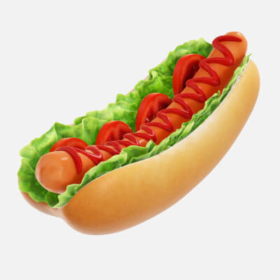 Hot Dog with Ketchup Salad Tomato V2