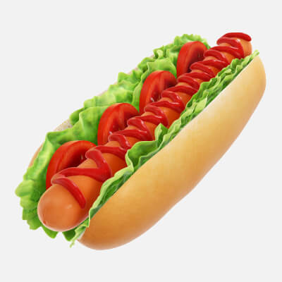 Hot Dog with Ketchup Salad Tomato