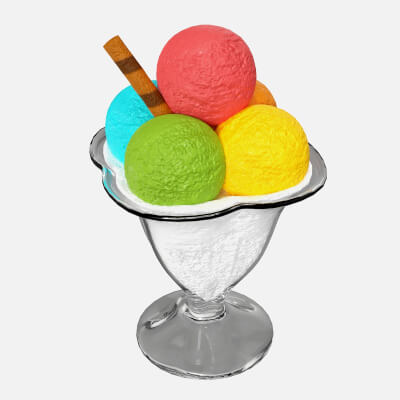 Ice Cream Balls in Glass Dish