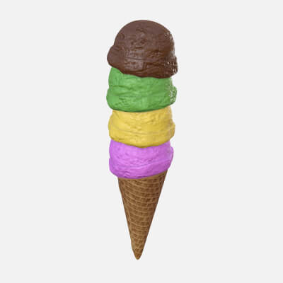 Ice Cream Balls in Waffle Cone