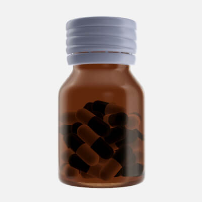 Medicine Glass Bottle with Pills