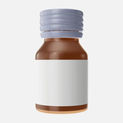 Medicine Glass Bottle with Pills