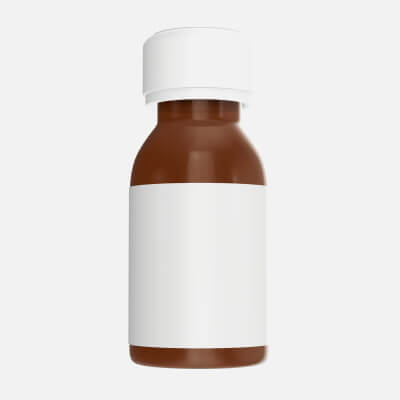 Medicine Small Glass Bottle with Label Mockup