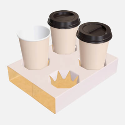 Paper Coffee Cups with Cardboard Holder