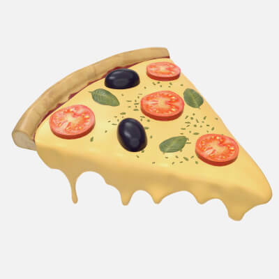 Pizza Slice with Dripping Melted Cheese