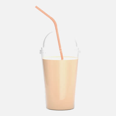 Plastic Cup Cold Coffee Milkshake with Straw