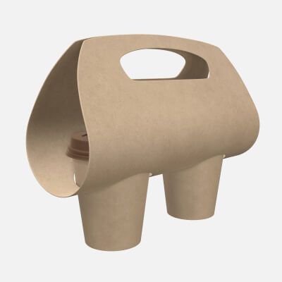 Recycled Medium Paper Coffee Cup with Plastic Lid and Holder