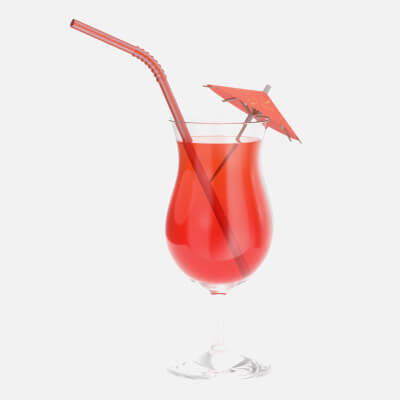 Tulip Glass with Orange Juice Straw and Umbrella