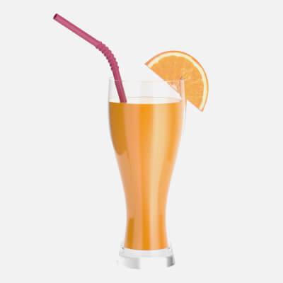 Weizen Glass With Orange Juice Straw and Orange Slice