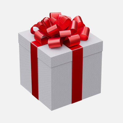 White Gift Box with Red Ribbon 01