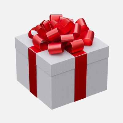 White Gift Box with Red Ribbon 02