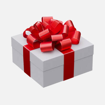 White Gift Box with Red Ribbon 03
