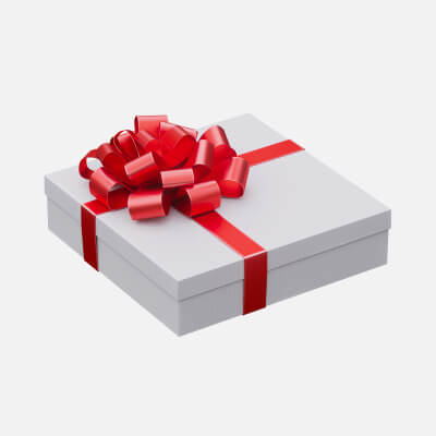 White Gift Box with Red Ribbon 04