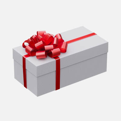 White Gift Box with Red Ribbon 05