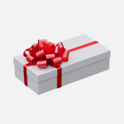 White Gift Box with Red Ribbon 06
