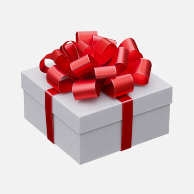 White Gift Box with Red Ribbon 07