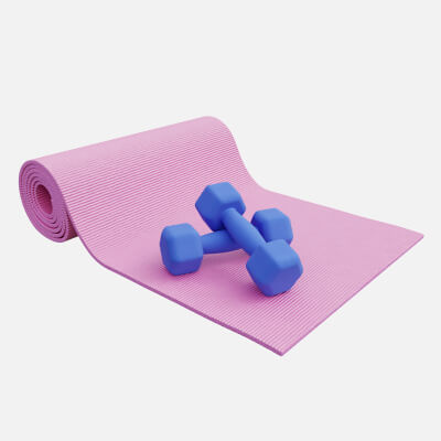 Yoga Mat and Dumbbells