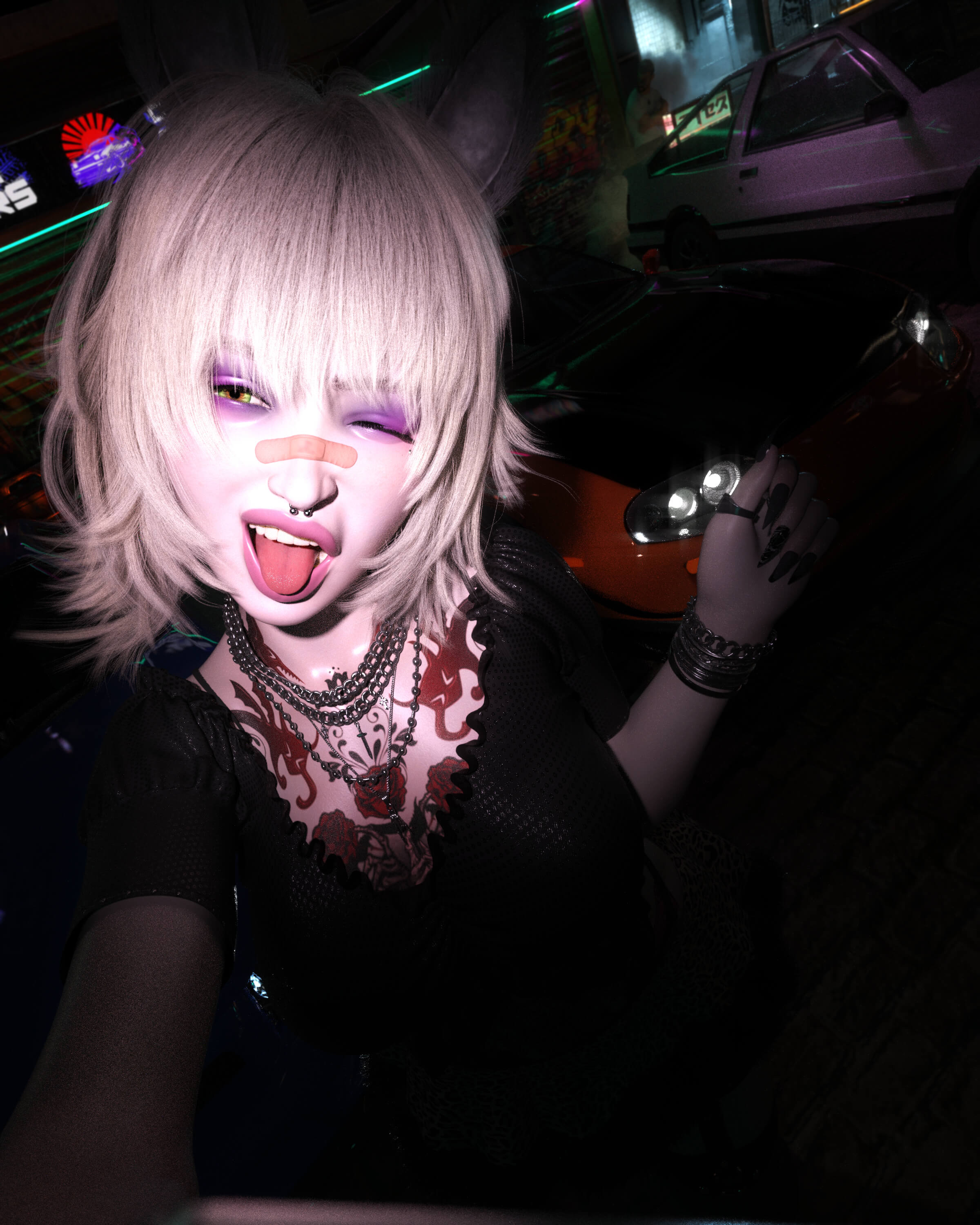 Car Meet Selfie 3D Render, Digital Artwork by HxntaiSamurai