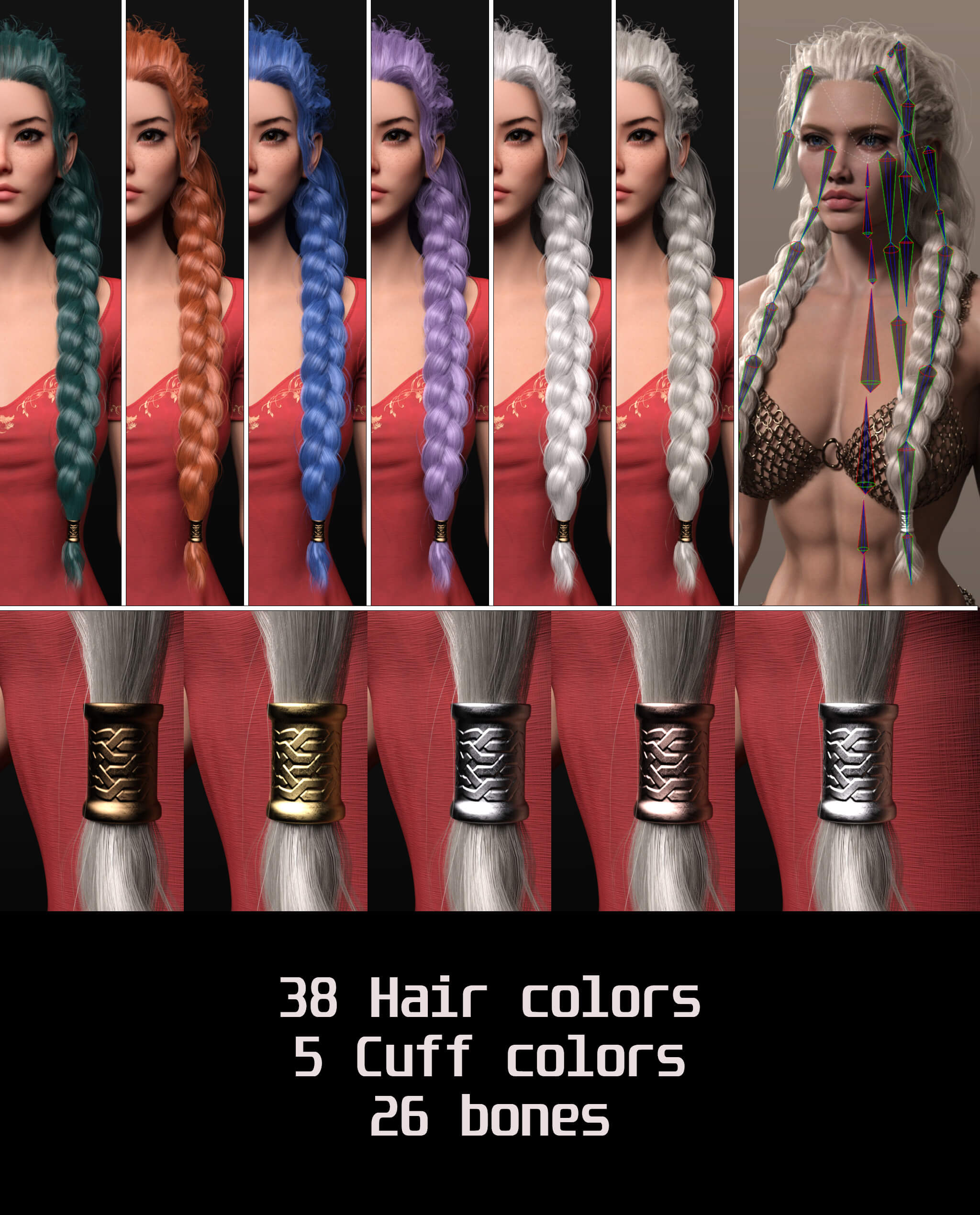 IIIDM Shieldmaiden Hair for Genesis 8 Female Daz Content