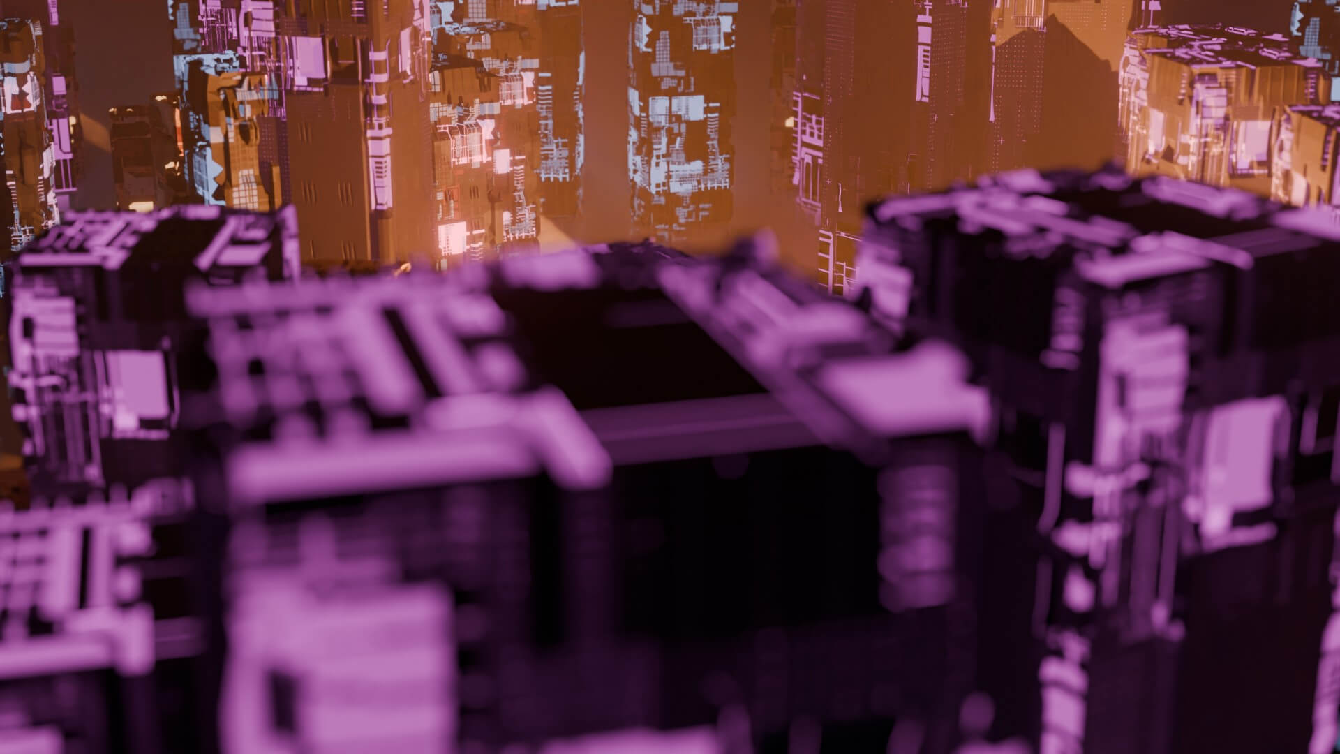 Cyberpunk Sci-Fi City Buildings and Megastructure Scene 3D Model