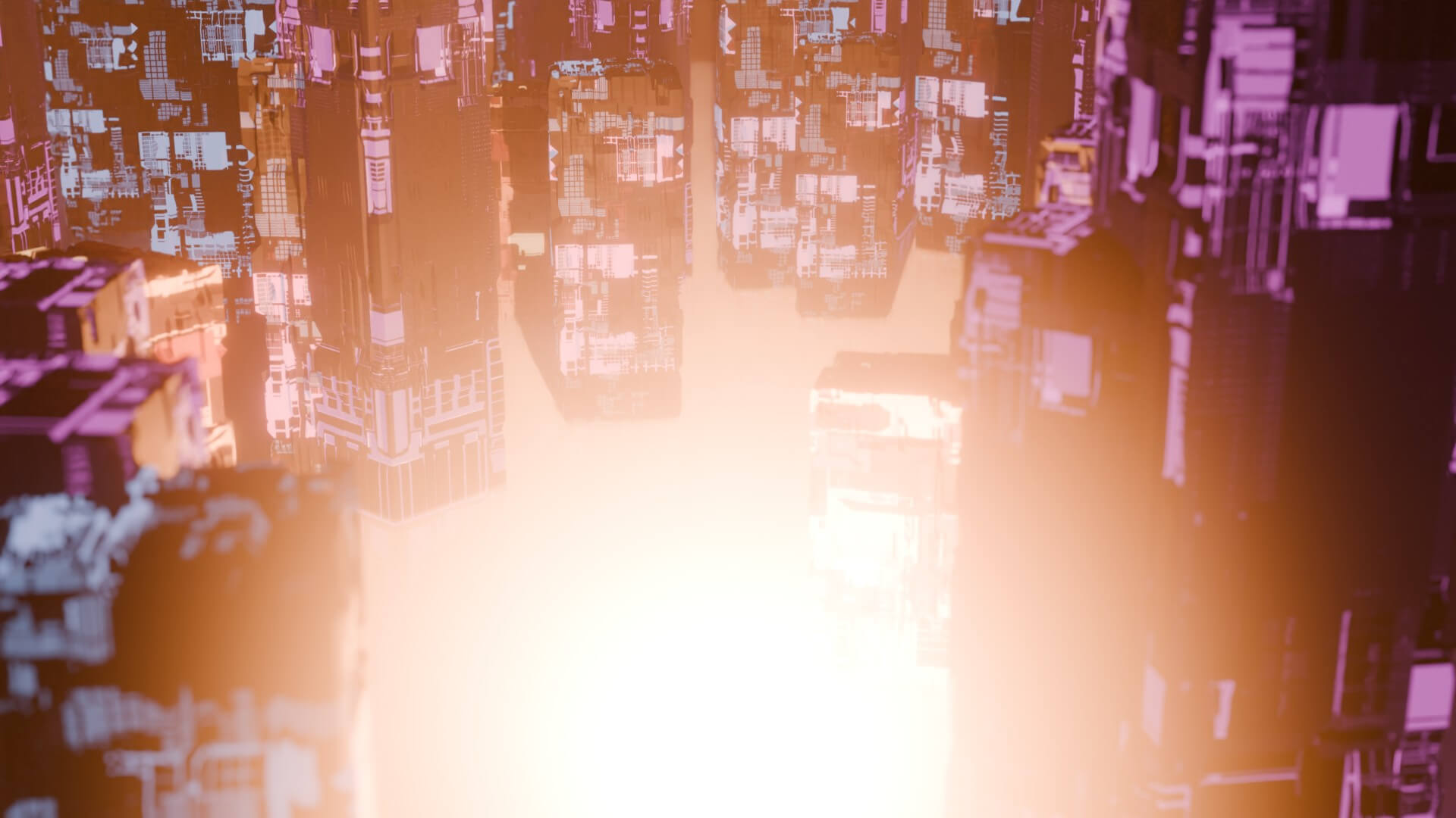 Cyberpunk Sci-Fi City Buildings and Megastructure Scene 3D Model