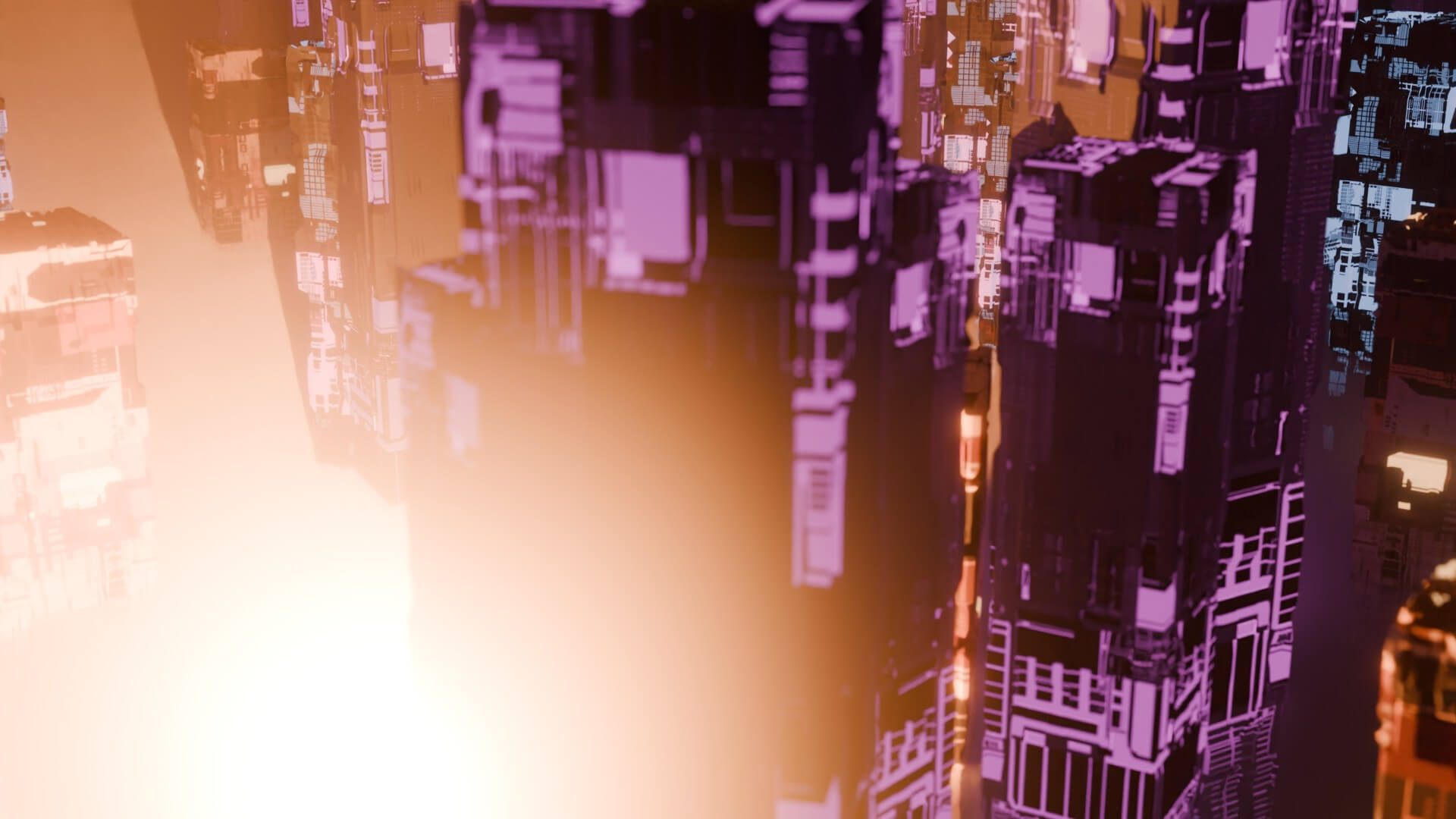 Cyberpunk Sci-Fi City Buildings and Megastructure Scene 3D Model