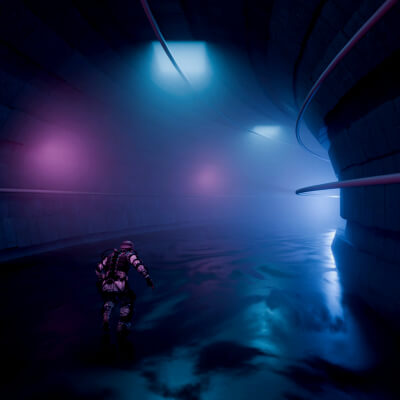 Cyberpunk Sci-Fi Underground Tunnel
