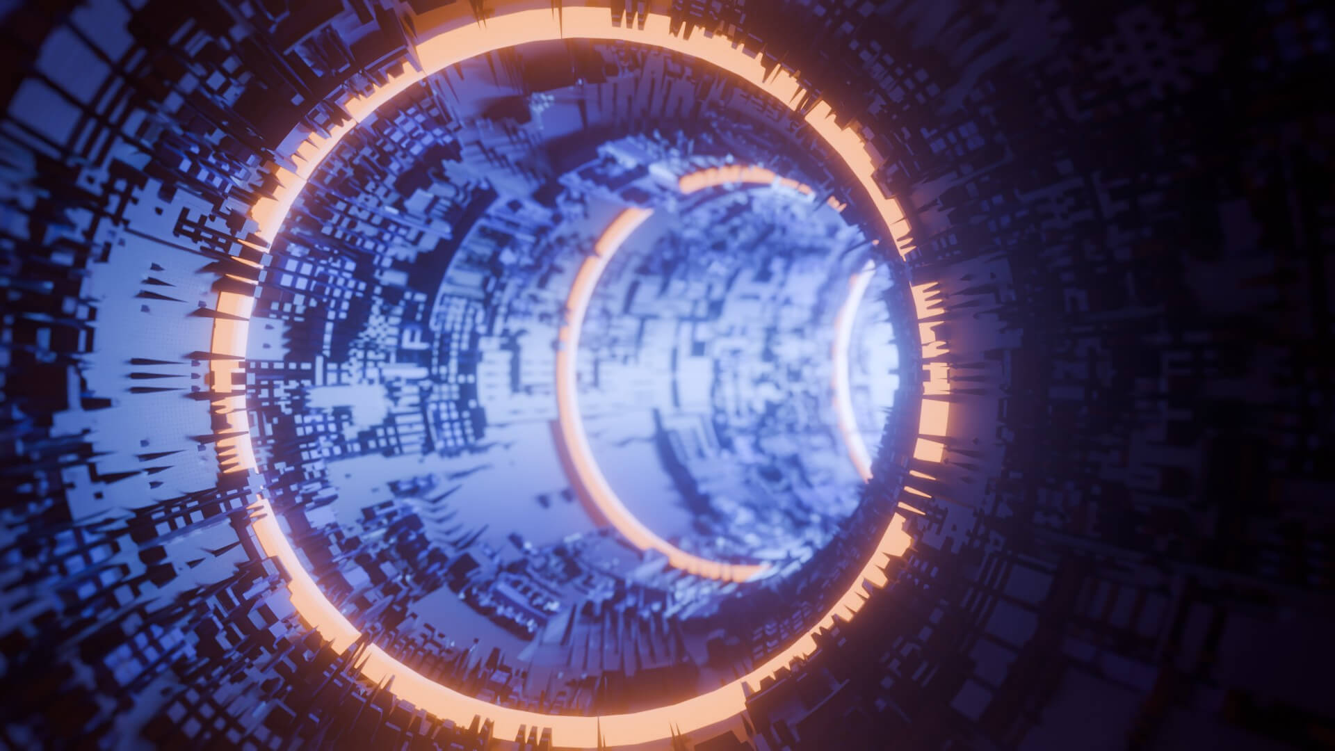 Sci-Fi Cyberpunk Circular Tunnel and Hyperloop Environment 3D Model
