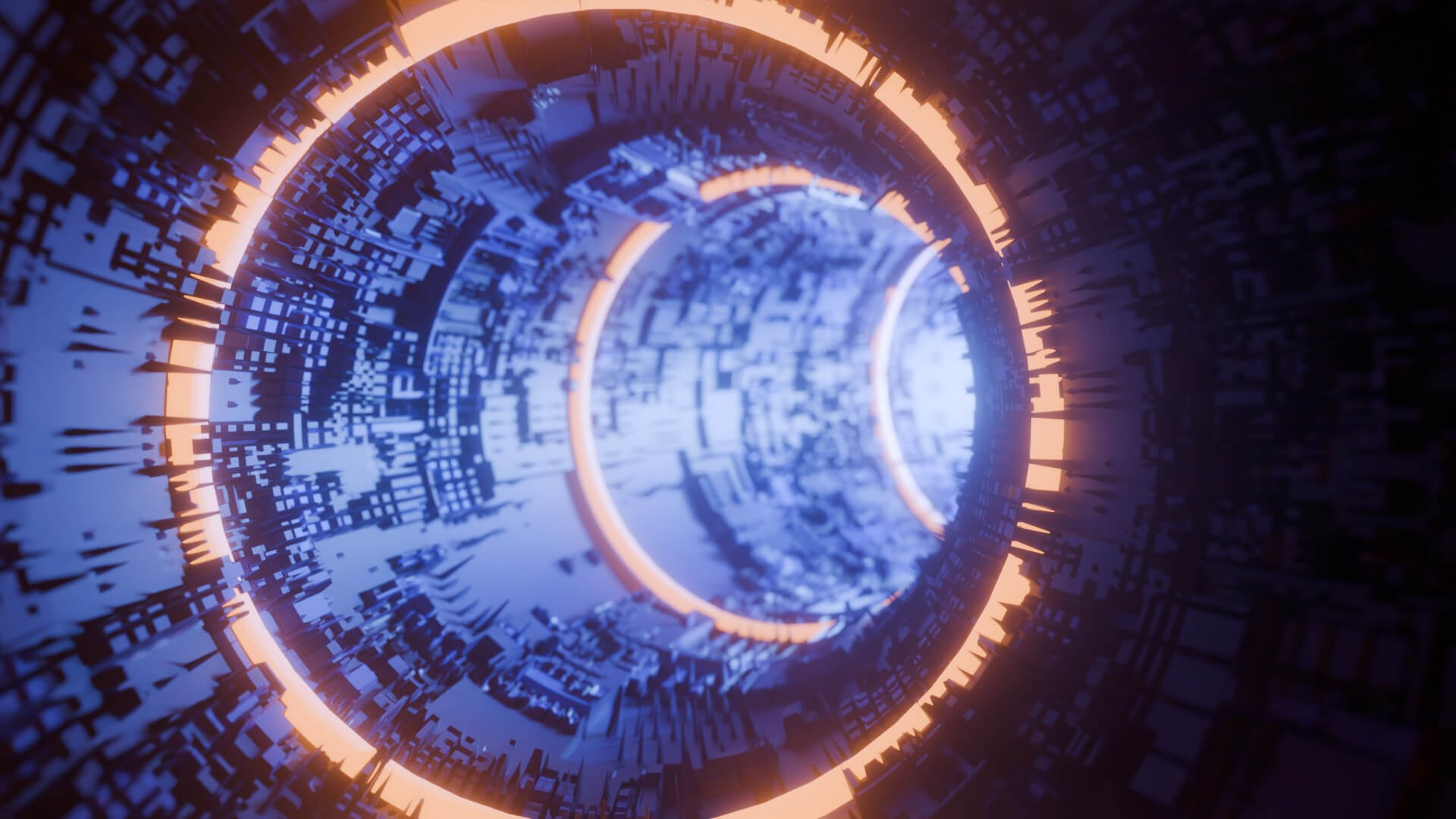 Sci-Fi Cyberpunk Circular Tunnel and Hyperloop Environment 3D Model