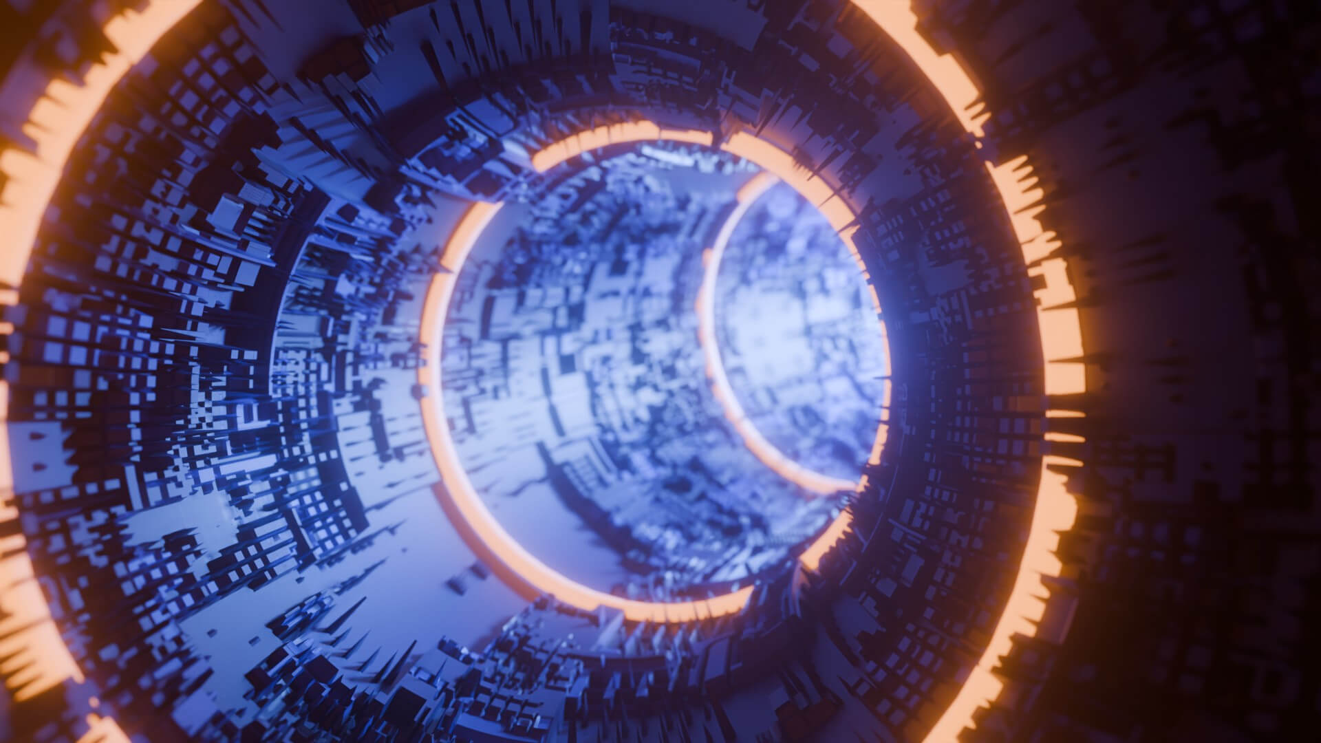 Sci-Fi Cyberpunk Circular Tunnel and Hyperloop Environment 3D Model