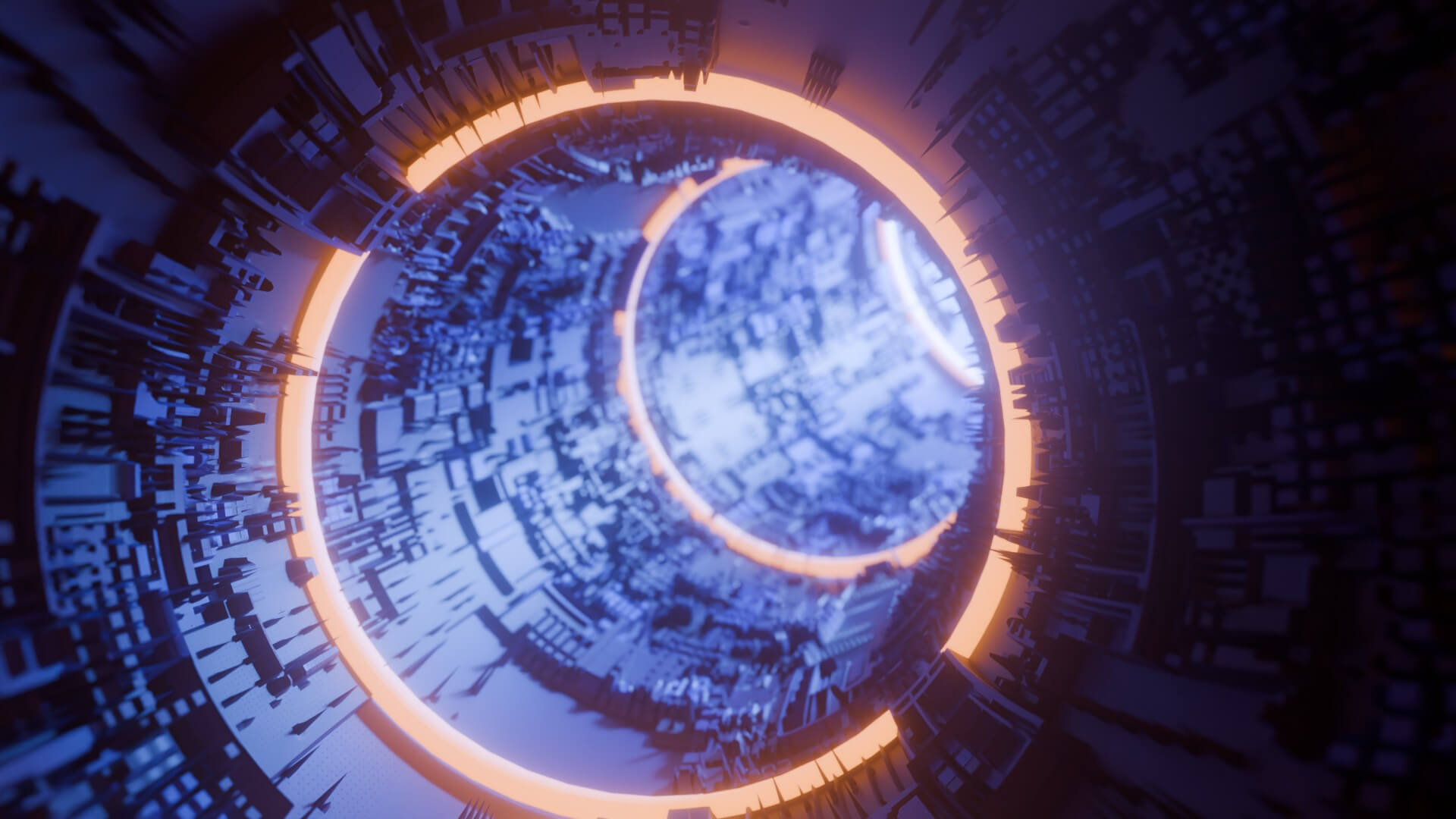 Sci-Fi Cyberpunk Circular Tunnel and Hyperloop Environment 3D Model